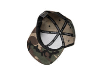 Load image into Gallery viewer, Snapback Hat - Camo (Black &amp; Gold Logo)
